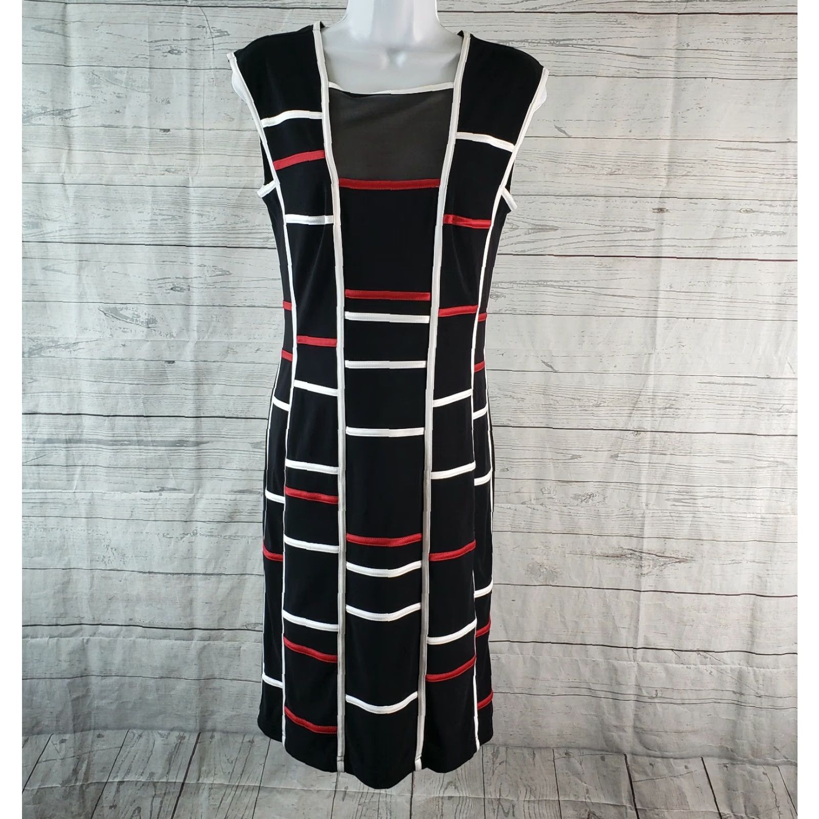 Joseph Ribkoff Joseph Ribkoff Couture Dress Womens Sz 6 Black Red Sleeveless Size M / US 6-8 / IT 42-44 - 2 Thumbnail
