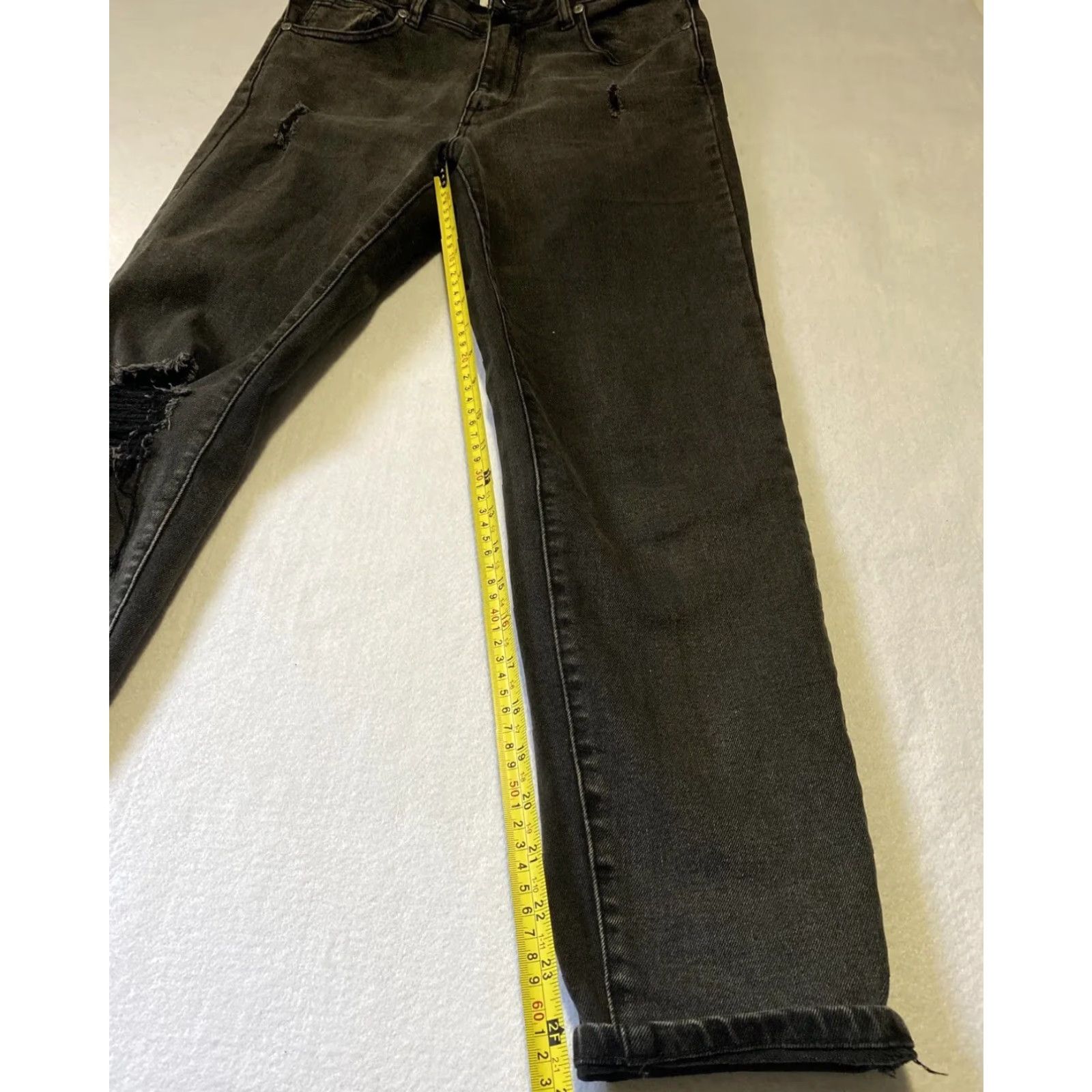 Express EXPRESS 91 Jeans Womens Size 6 High Rise Skinny Black Stretch Denim Distressed Zip Closure 25in Inseam Size 28" / US 6 / IT 42 - 6 Thumbnail
