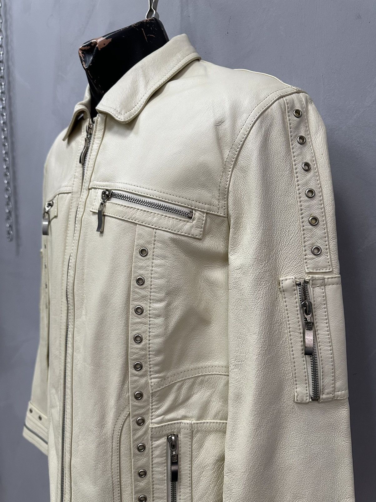 Junya Watanabe Vintage Leather Jacket Distressed Metal Zip Avant Garde JPG Size US L / EU 52-54 / 3 - 4 Thumbnail