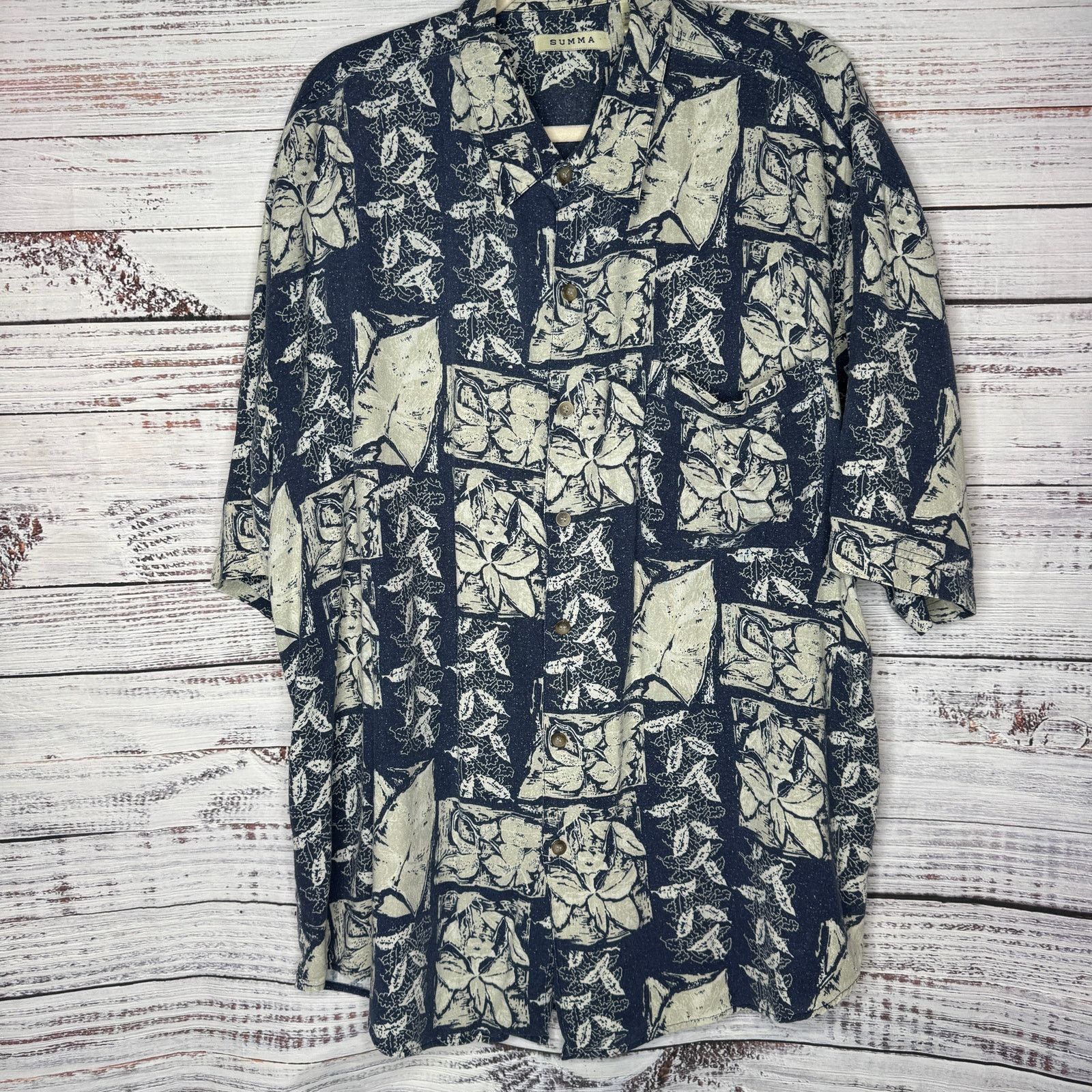Vintage Summa 100% Silk Hawaiian Shirt Tropical Print Button 2XT Size US XXL / EU 58 / 5 - 1 Thumbnail