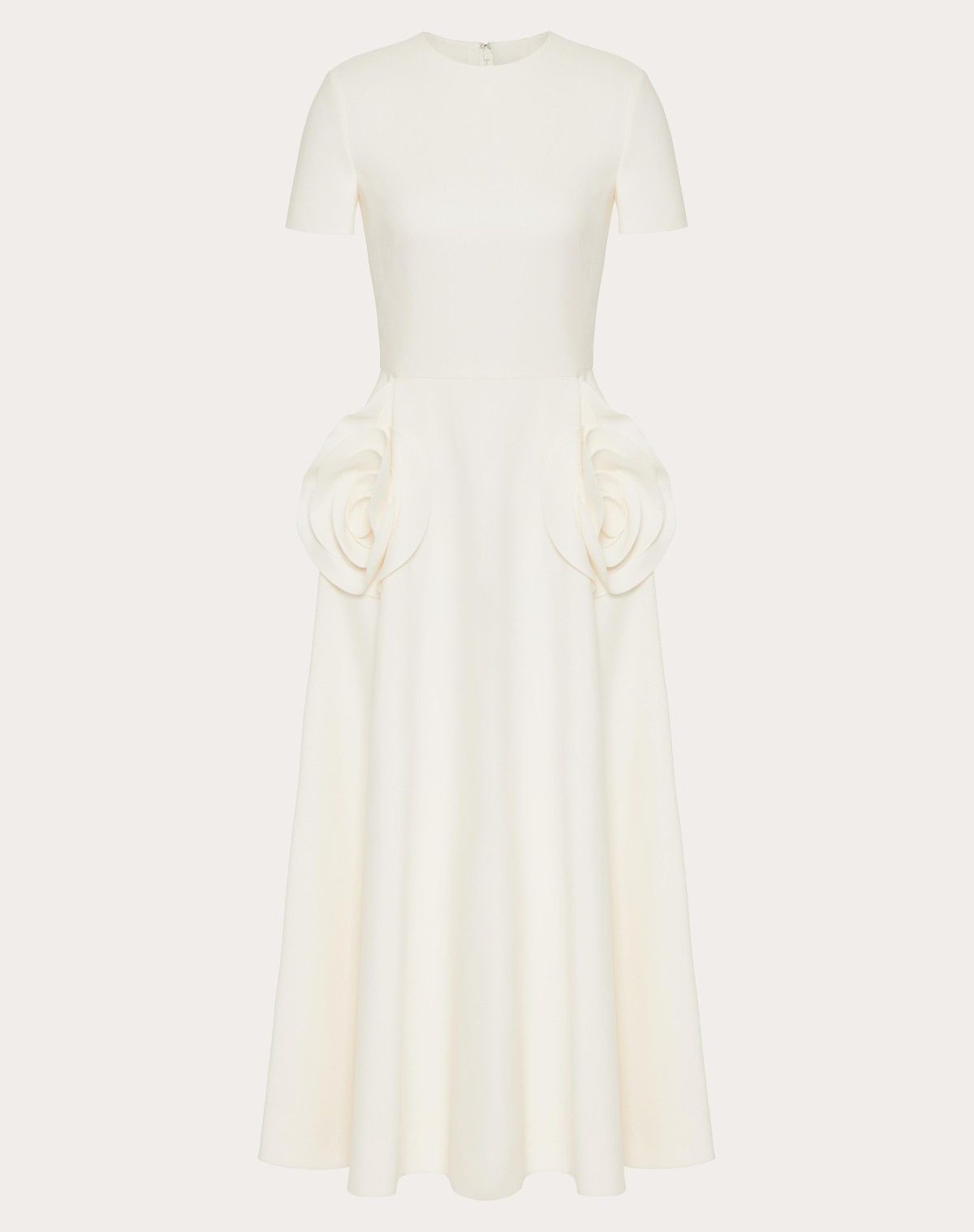 Valentino o1s1wg110525 Crepe Couture Midi Dress in White Size XS / US 0-2 / IT 36-38 - 1 Thumbnail