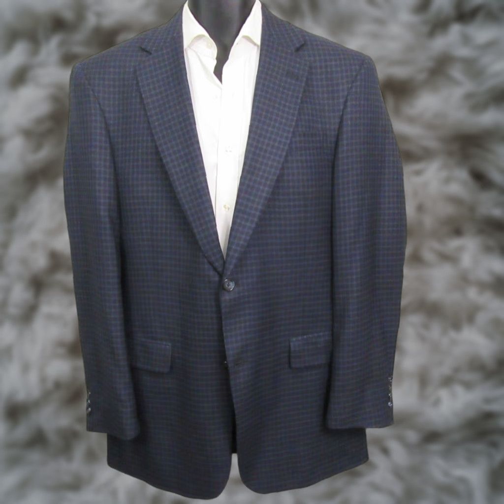 Hart Schaffner Marx Hart Schaffner Marx Mens Sport Coat 39L Blue Check Plaid Single Vent Size US XXS / EU 40 - 1 Thumbnail