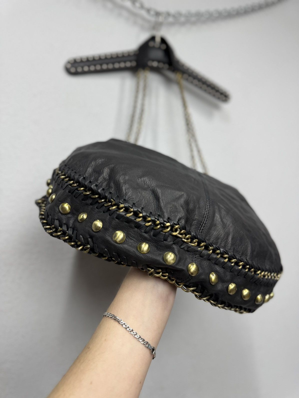 A.S.98 Vintage Leather Bag AS 98 style Metal Sling Bag Gothic GOA Size ONE SIZE - 7 Thumbnail