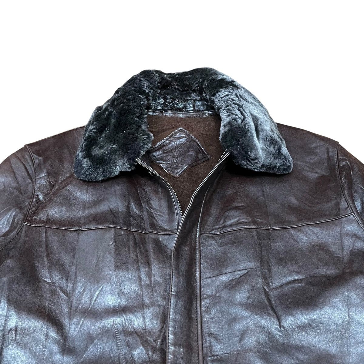 Yves Saint Laurent Vintage YSL Yves Saint Laurent Fur Collar Leather Jacket Size US L / EU 52-54 / 3 - 5 Thumbnail