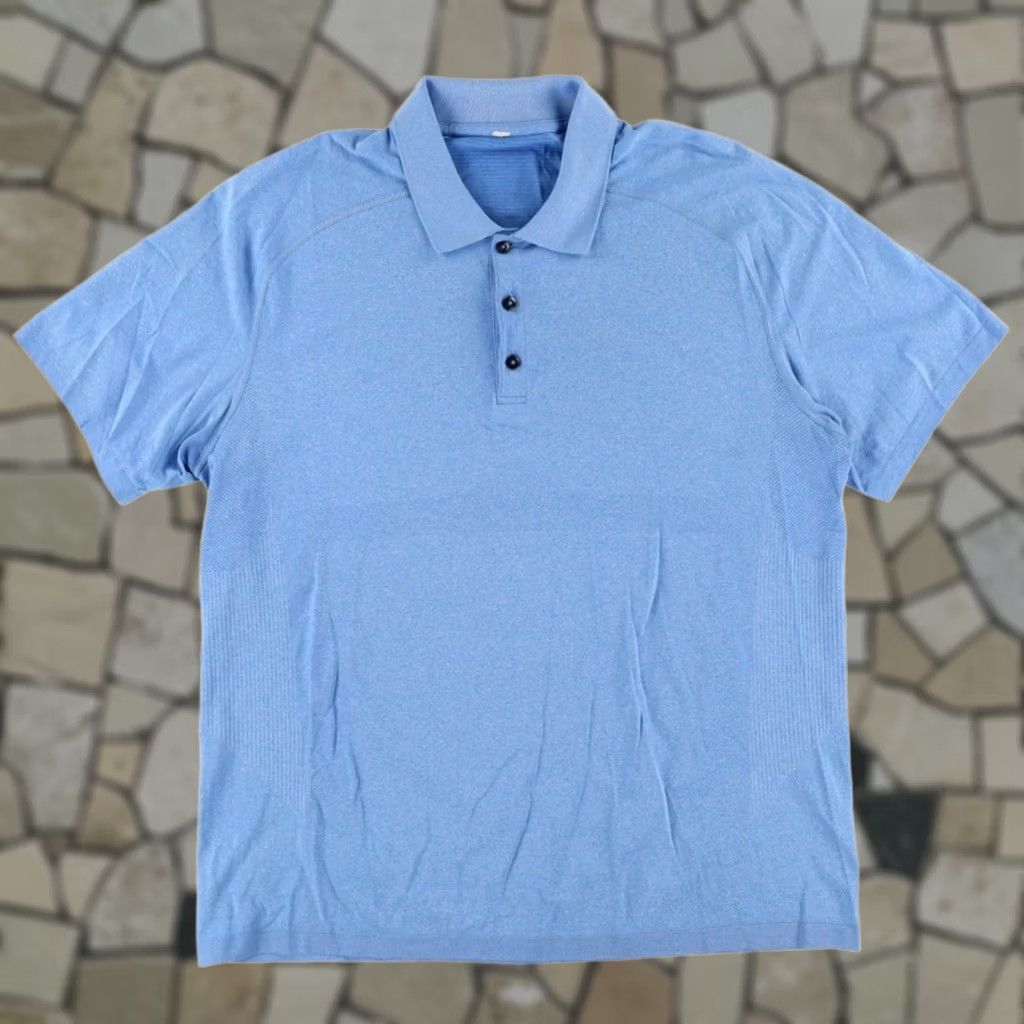 Lululemon Lululemon Metal Vent Tech Nylon Solid Polo Shirt Blue Men's 2XL Size US XXL / EU 58 / 5 - 1 Thumbnail