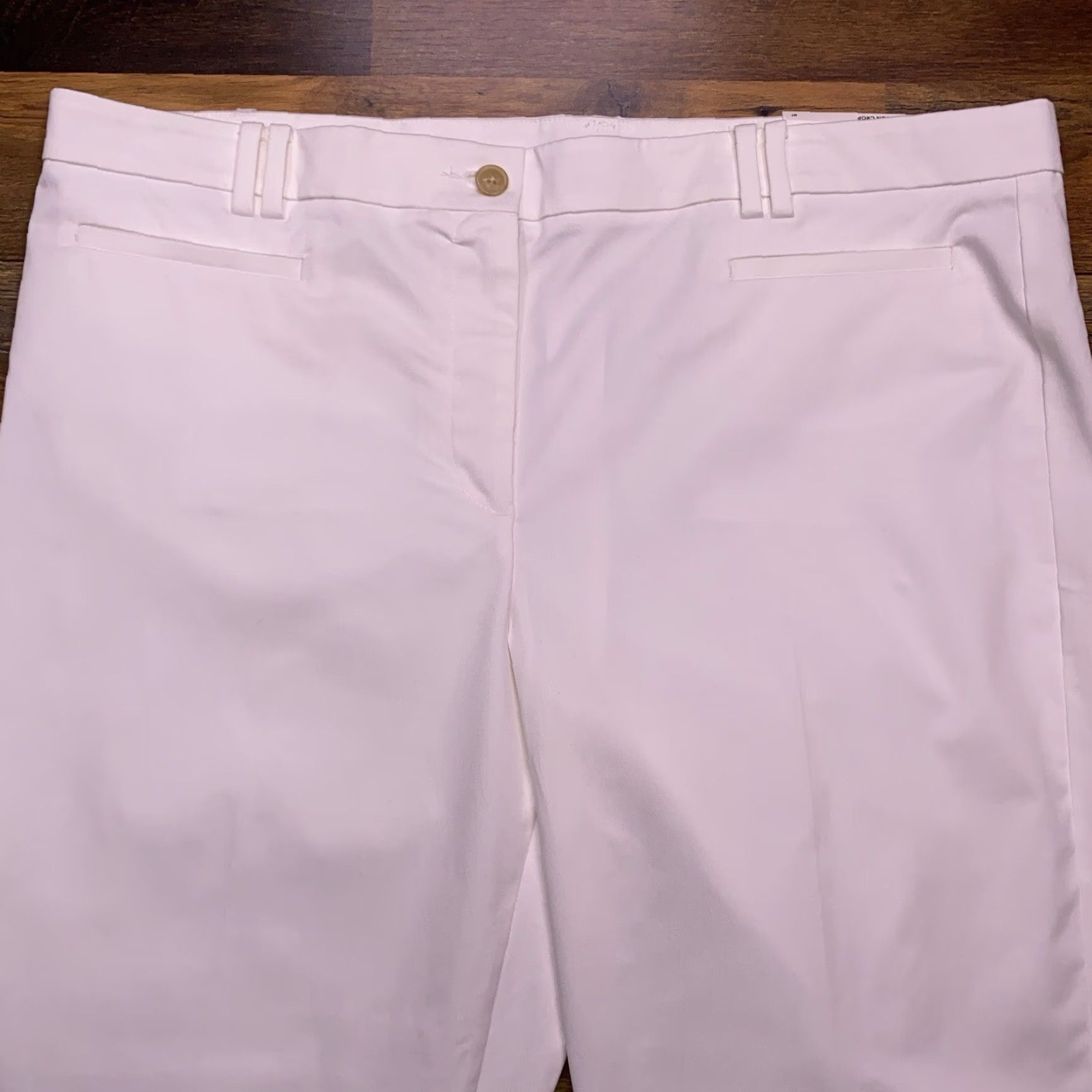 Ann Taylor Ann Taylor Cotton Crop Pants 18 Tall White Mid Rise Stretch New Pants Tall White 18 Size 40" / US 18 - 3 Thumbnail