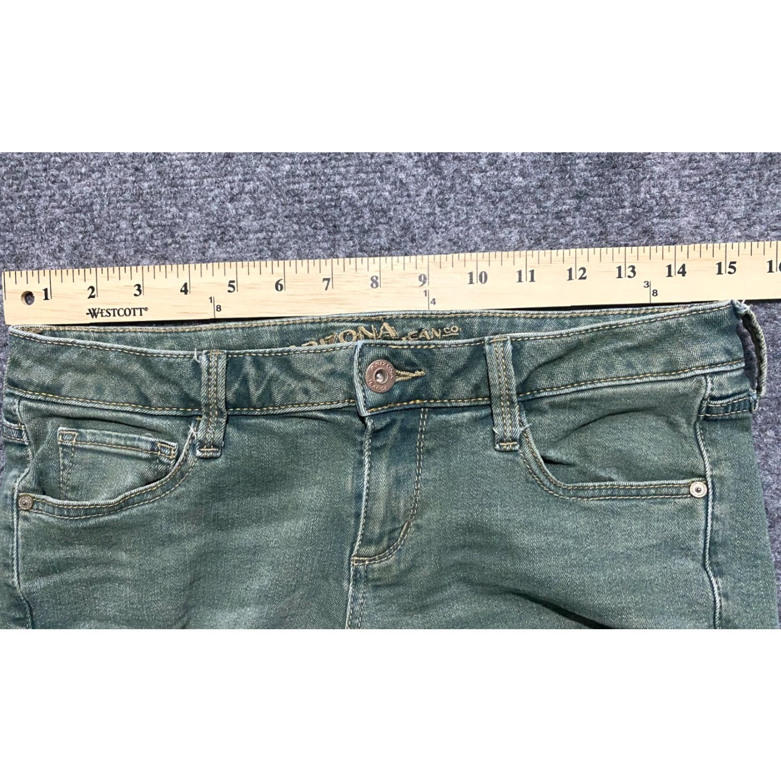 Vintage Arizona Jeans Jeans Skinny 28x28 Junior 5 Olive Green Low Rise Stretch 5-Pocket Womens Juniors Denim Cotton Spandex Size 28" / US 6 / IT 42 - 5 Thumbnail