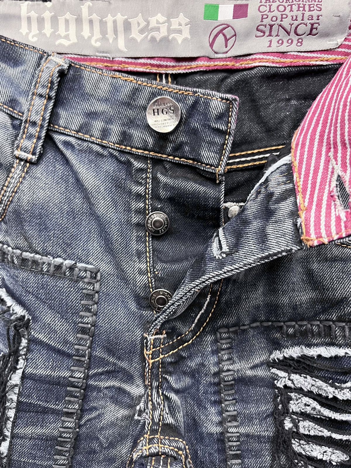 Other 🔥HIGHNESS Handmade Punk Grunge Boro Patchwork SlimFit Denim Size US 28 / EU 44 - 14 Thumbnail