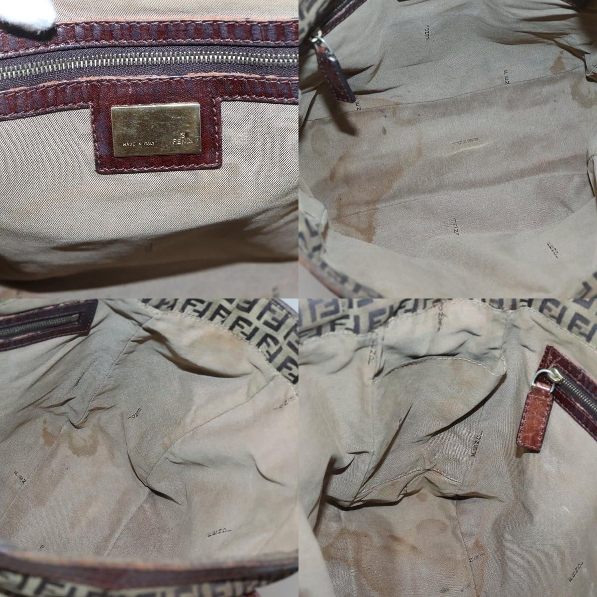 Fendi FENDI Zucchino Canvas Tote Bag Brown Gold Size ONE SIZE - 11 Thumbnail