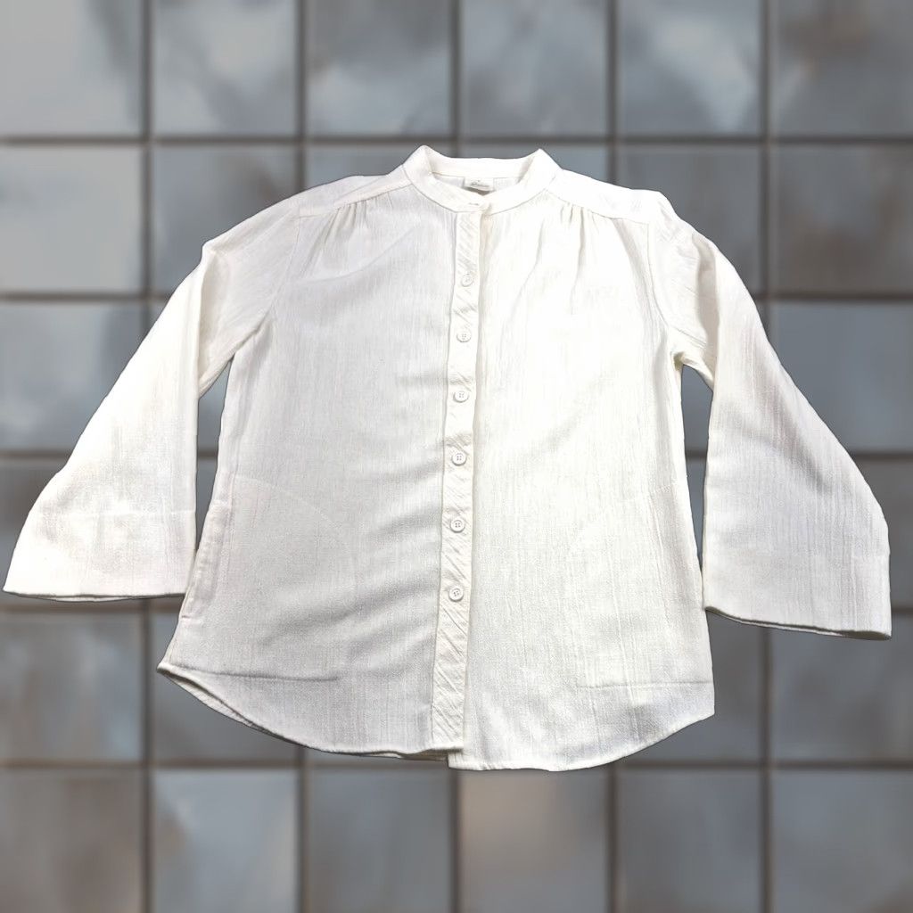 Penn VTG J.C. Penney Button-Up Shirt Womens Medium 3/4 Sleeve White Collared Knit Cotton Blend Casual Vintage Basic Size M / US 6-8 / IT 42-44 - 1 Thumbnail