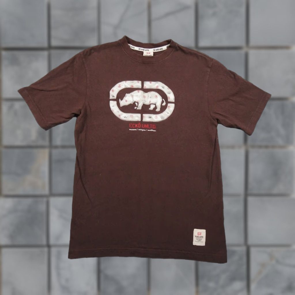 Ecko Unltd. VINTAGE Ecko Unltd. Shirt Men's Small Brown Crewneck Holographic Rhino Hip Hop 2000s Size US S / EU 44-46 / 1 - 1 Thumbnail