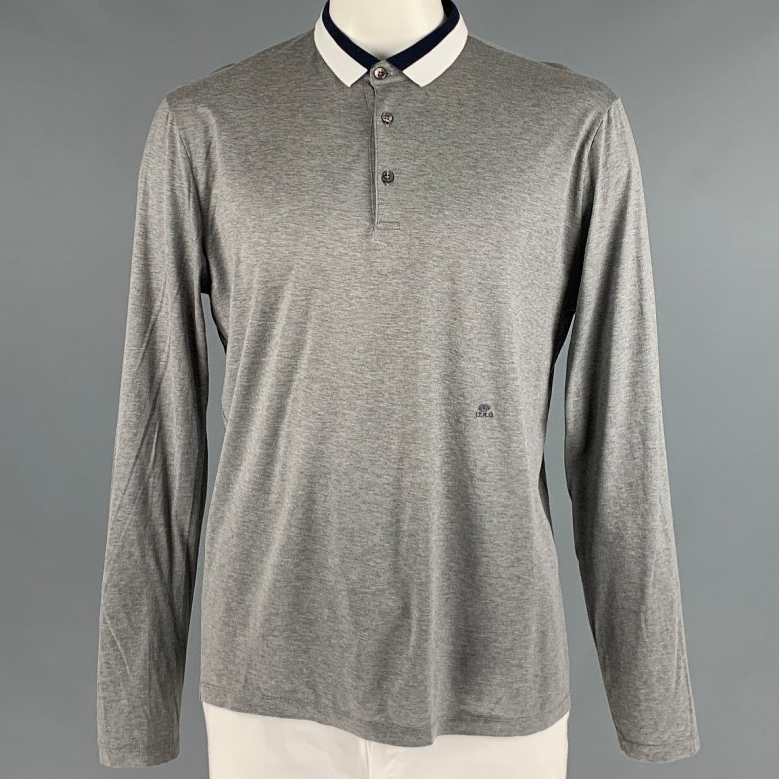 Etro ETRO Size XXL Grey Navy White Cotton Polo Pullover Size US XXL / EU 58 / 5 - 1 Thumbnail