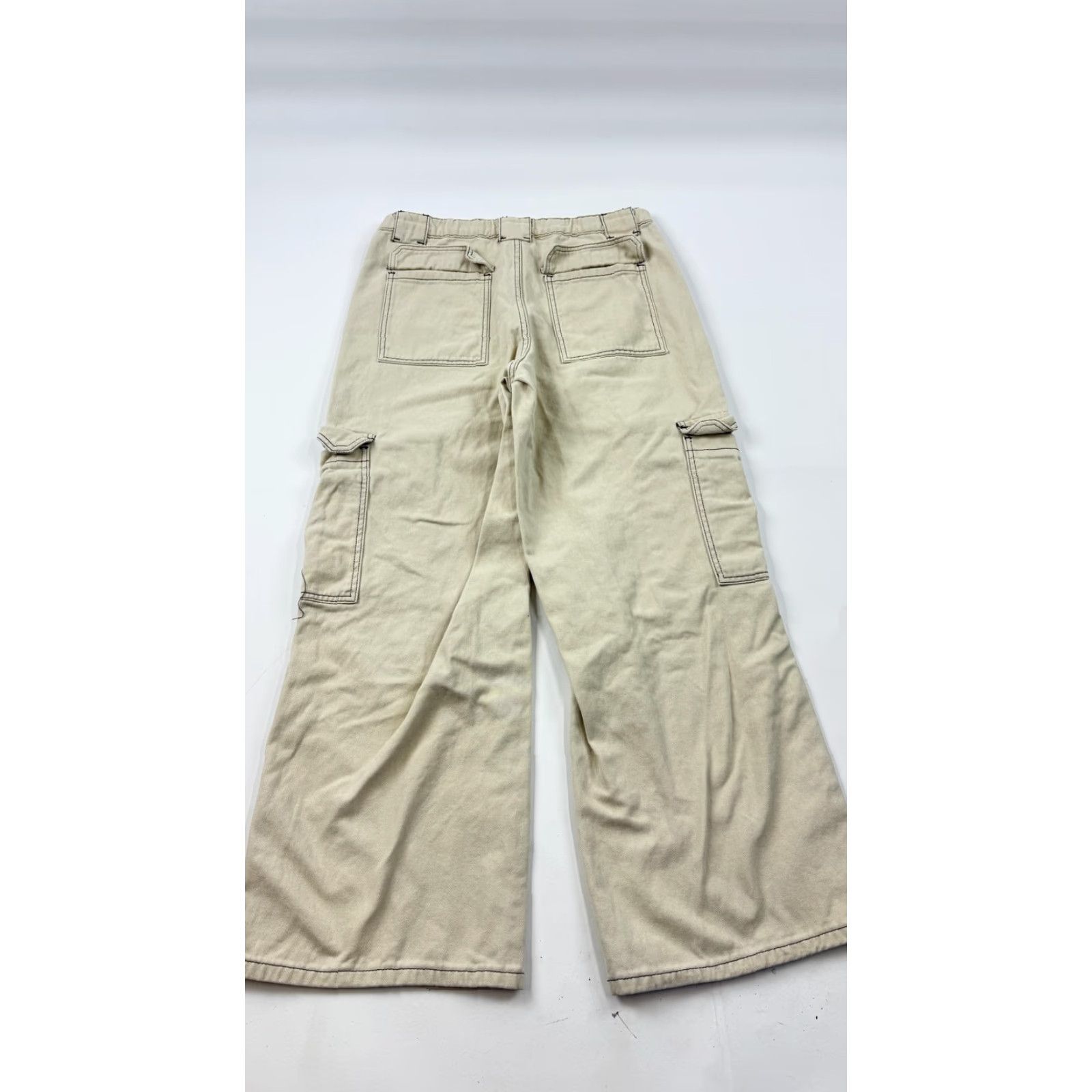 Rsq RSQ Cargo Pants Womens 29 Beige 100% Cotton Wide Leg Utility Pockets Casual Size 29" - 5 Thumbnail