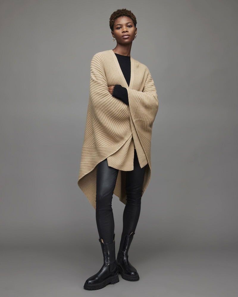 Allsaints Allsaints avant garde wool blend ribbed cardigan poncho Size ONE SIZE - 4 Thumbnail
