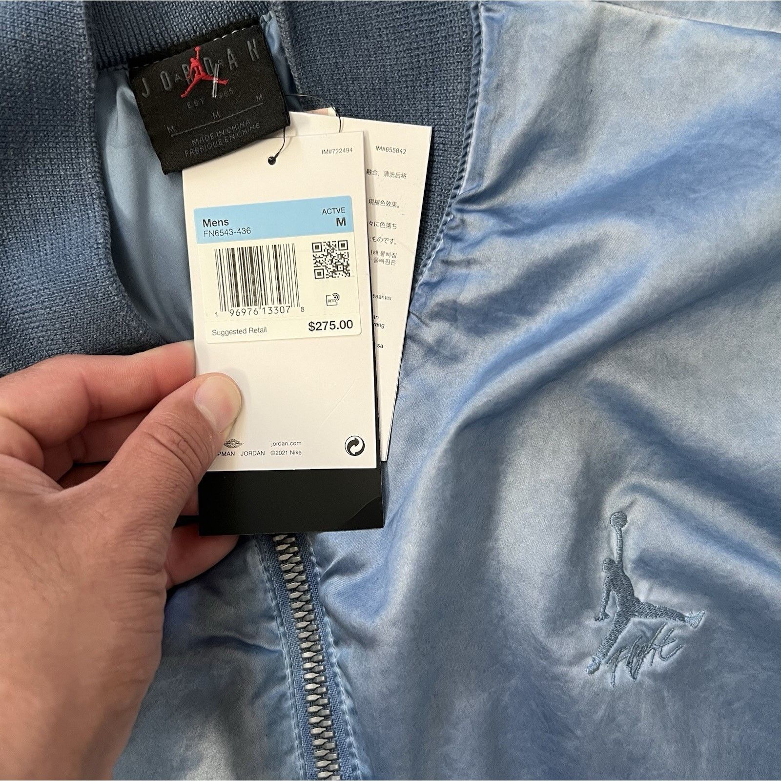 Nike Nike Jordan Essentials Renegade Bomber Jacket NC Blue Flight Size US M / EU 48-50 / 2 - 6 Thumbnail