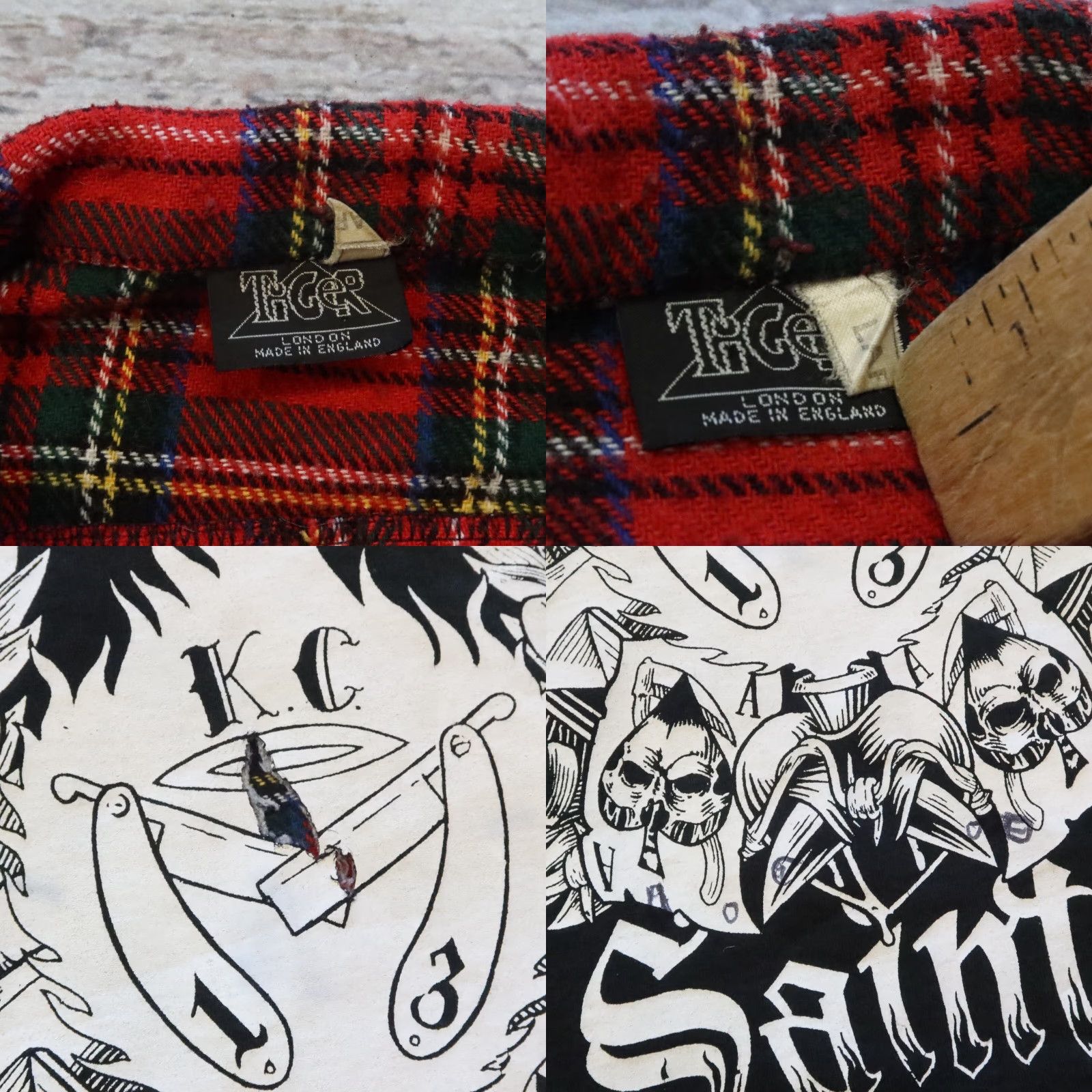 Vintage VINTAGE Tiger of London Main Street Saints Patchwork Plaid Biker Jacket Mens L Red Size US L / EU 52-54 / 3 - 9 Thumbnail