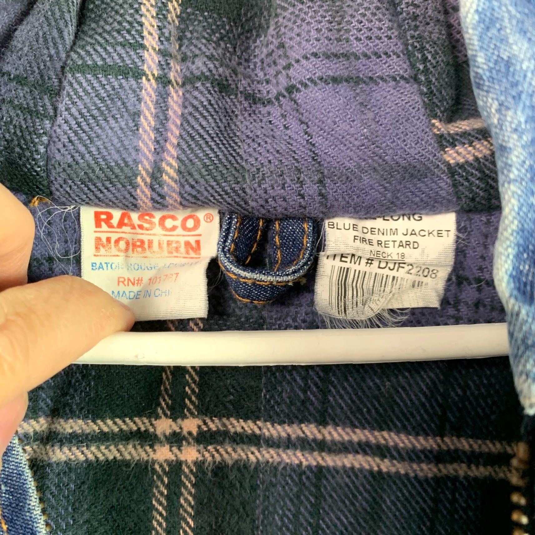 Denime VINTAGE Rasco Noburn Plaid Lined Denim Fire Retardent Full Zip Work Chore Jacket 2XLT Blue Jacket Mens 2XLT Size US XXL / EU 58 / 5 - 5 Thumbnail