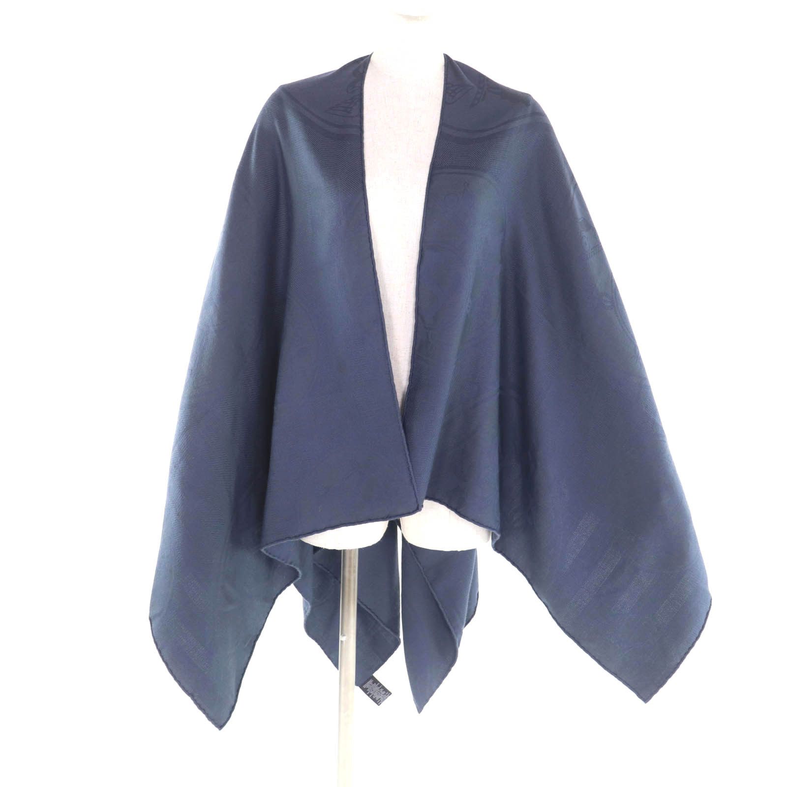 Hermes Hermes Hermès Exlibris Leather Cashmere Poncho Textile Outerwear DUTY FREE for USA Size ONE SIZE - 1 Thumbnail