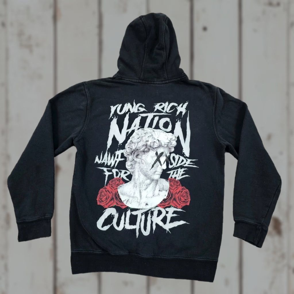 Vintage YRN Young Rich Nation Hoodie Mens Small S Black Graphic Print Pockets Pullover USA 90s Size US S / EU 44-46 / 1 - 1 Thumbnail