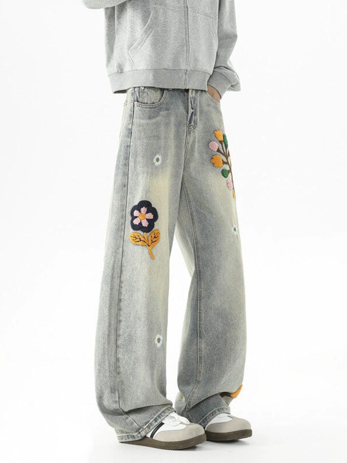 Jean American men's cleanfit flower embroidered flared jeans Size US 32 / EU 48 - 4 Thumbnail
