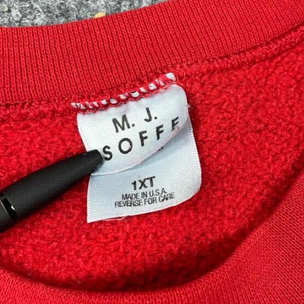 Soffe VINTAGE Soffe Sweatshirt Shirt Adult 1X Tall Red 50/50 90s Solid Crew Neck Mens Tall Size US XL / EU 56 / 4 - 4 Thumbnail