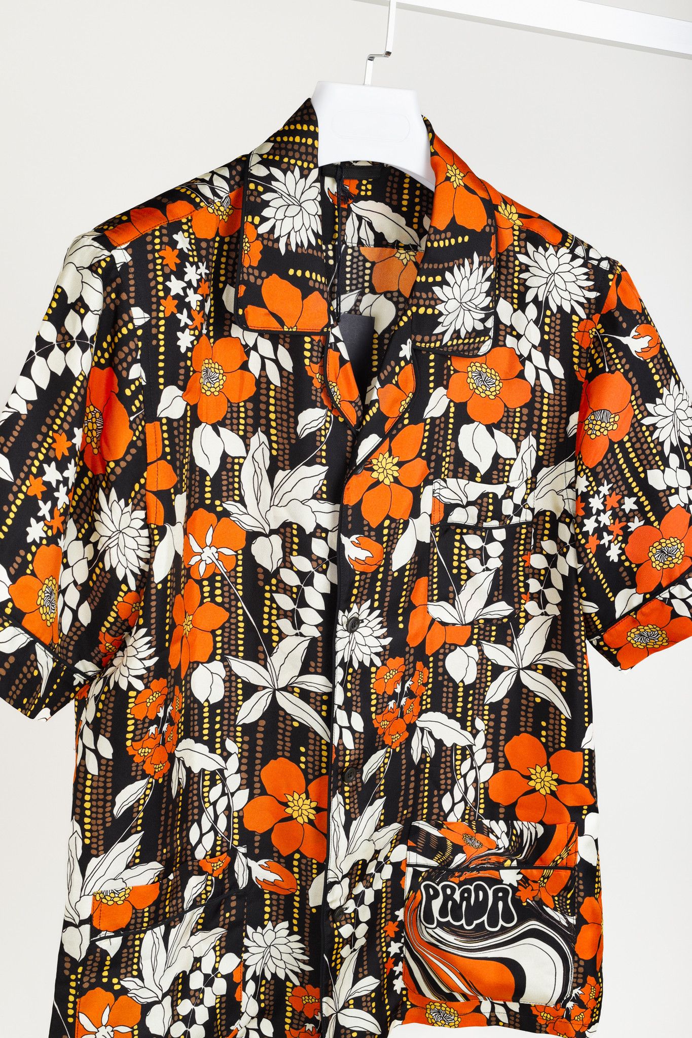 Prada Prada 2018 Orange Silk Hawaiian Print Bowling Shirt Size S / US 4 / IT 40 - 3 Thumbnail