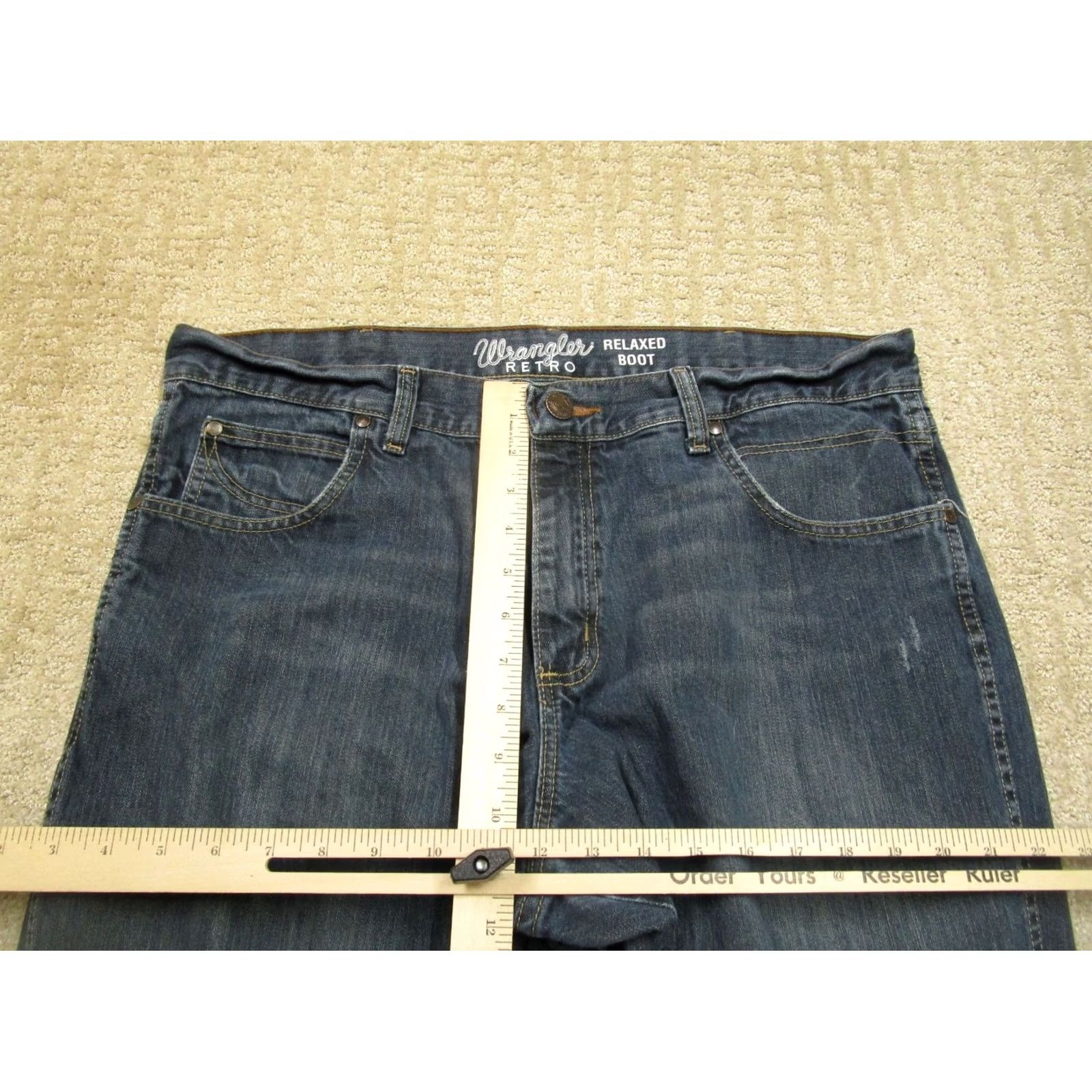 Wrangler Wrangler Retro Jeans Men 36x32 Blue Bootcut Western Denim Cowboy Dark Wash Jeans Mens Wide Leg Relaxed Fit 5-Pocket Size US 36 / EU 52 - 6 Thumbnail