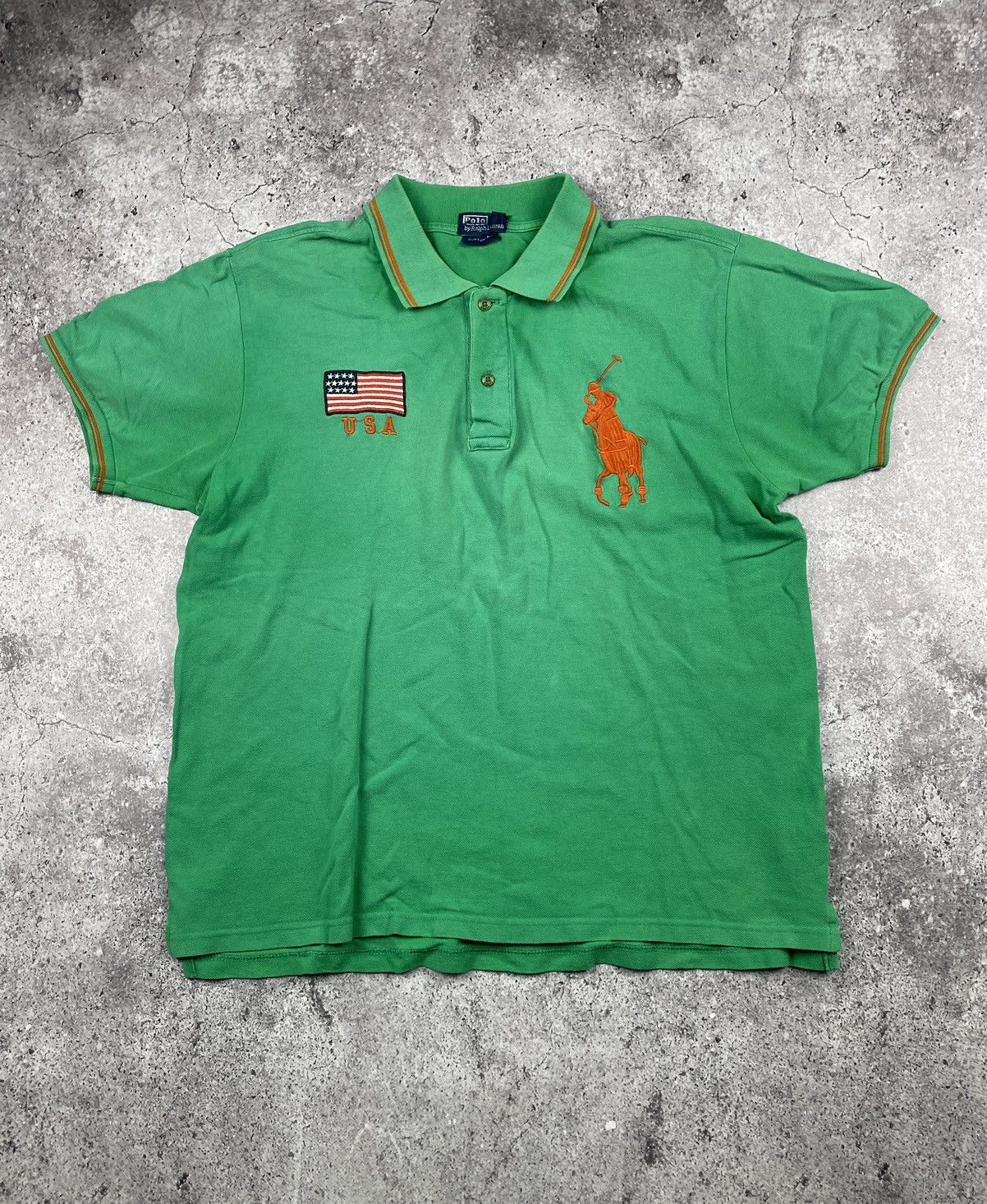 Polo Ralph Lauren × Ralph Lauren × Vintage Vintage Polo Ralph Lauren USA Faded Rugby Shirt Y2K Cheef Size US L / EU 52-54 / 3 - 1 Thumbnail