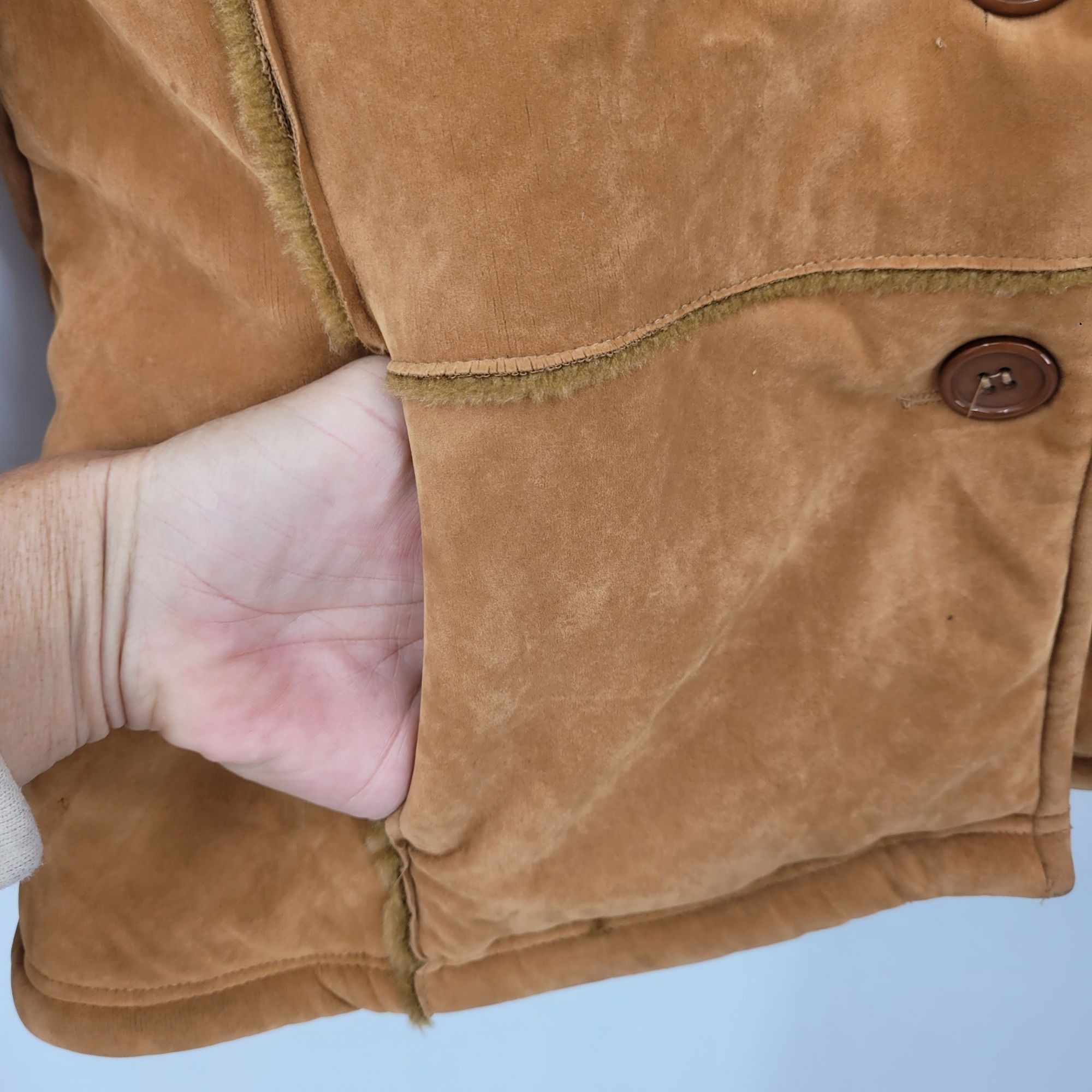 Oscar Piel Vtg Oscar Piel Faux Suede Jacket Camel Faux Fur Lining Butto Size S / US 4 / IT 40 - 6 Thumbnail