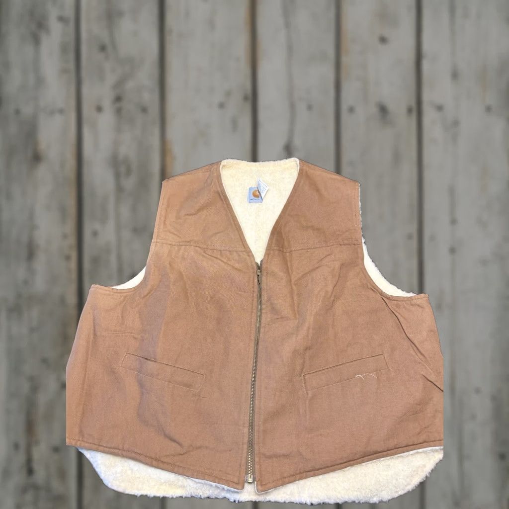 Carhartt VINTAGE Carhartt Vest Hunting Men's 3XL Brown Sherpa Lined USA USA 3XL Hunting Vest Mens Brown Sherpa Lined Carhartt USA 3XL VINTAGE Size US XXL / EU 58 / 5 - 1 Thumbnail