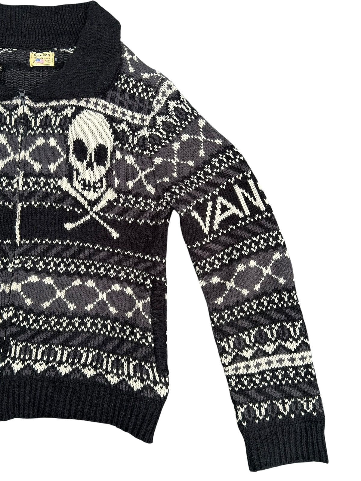 Vanson Leathers Vintage Vanson Skull Knit Sweater Zipper Size US L / EU 52-54 / 3 - 3 Thumbnail