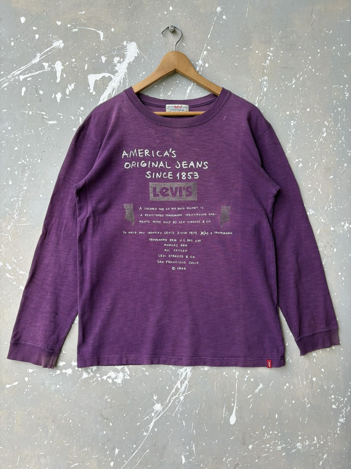 Levi's Vintage Clothing TRASHED Distressed Levis History Long Sleeve Tee Shirt Size US L / EU 52-54 / 3 - 1 Thumbnail