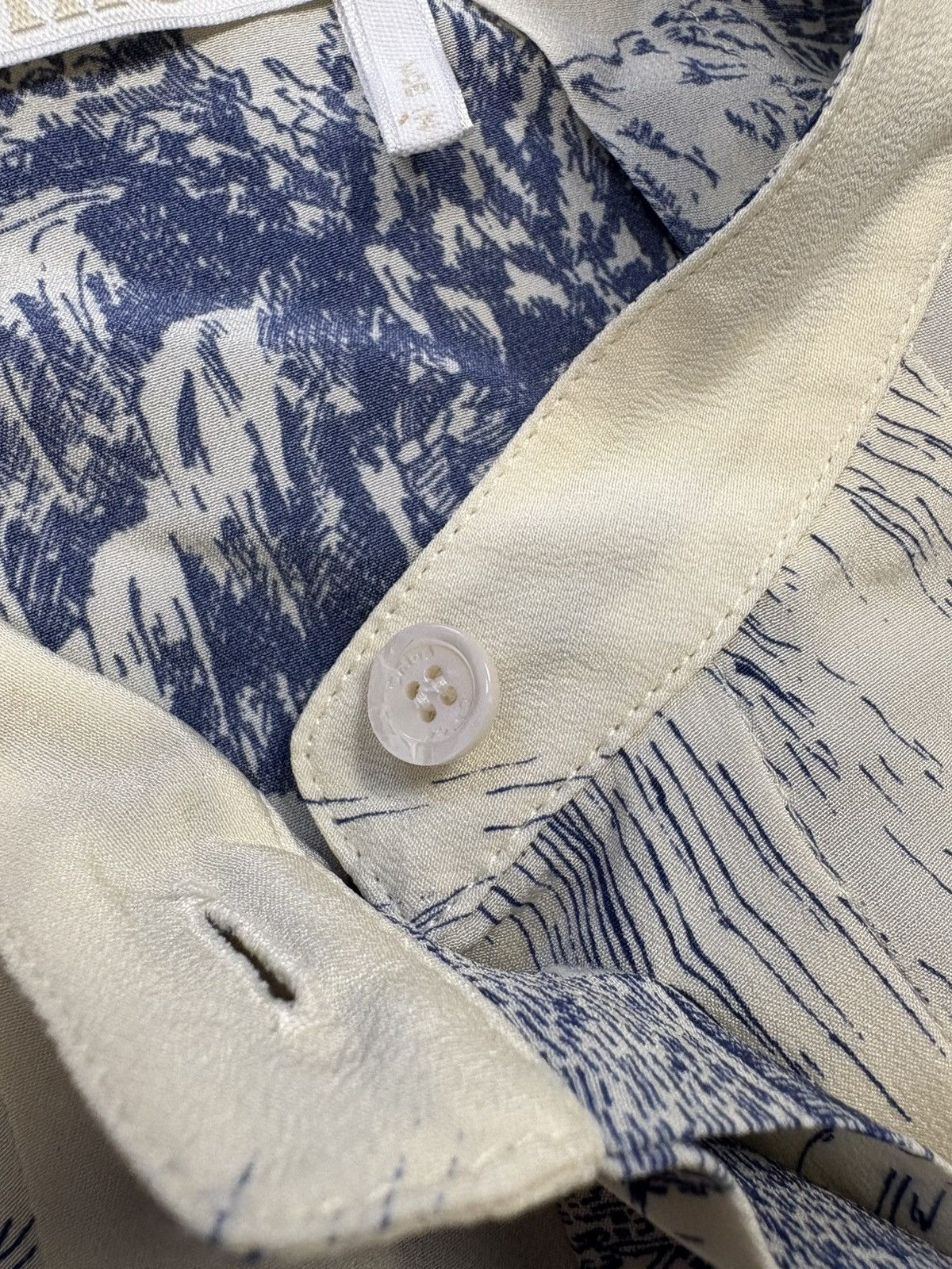 Chloe Arhival Chloé White & Blue Silk Toile Print Dress France 40 Size M / US 6-8 / IT 42-44 - 12 Thumbnail