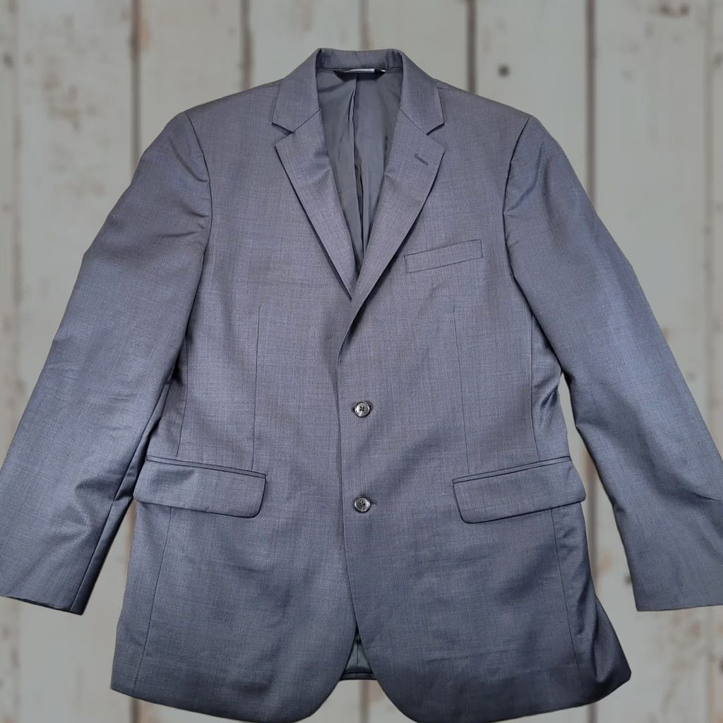Jos. A. Bank Jos A Bank Traveler Tailored Fit 44L Wool Suit Jacket Blazer Gray Two-Button Notch Lapel Long 4-Button Sleeve Men Size 44R - 1 Thumbnail