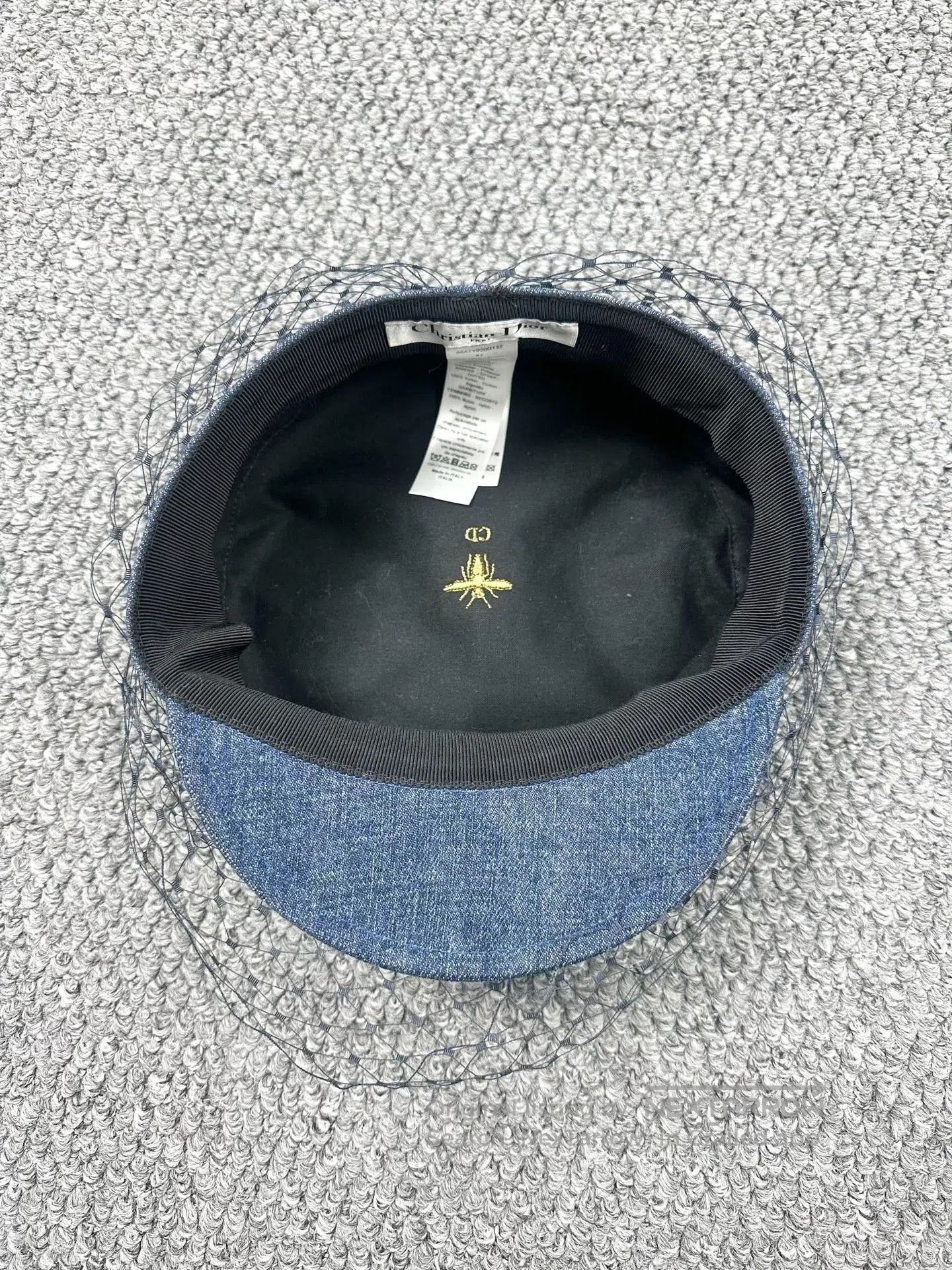 Dior Dior Blue Denim Mesh Overlay Beret. Size ONE SIZE - 3 Thumbnail
