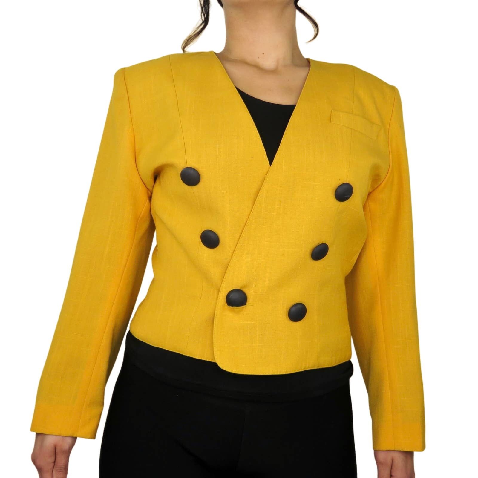Vintage 1970s Vintage Yellow Blazer Jacket Medium Size M / US 6-8 / IT 42-44 - 1 Thumbnail