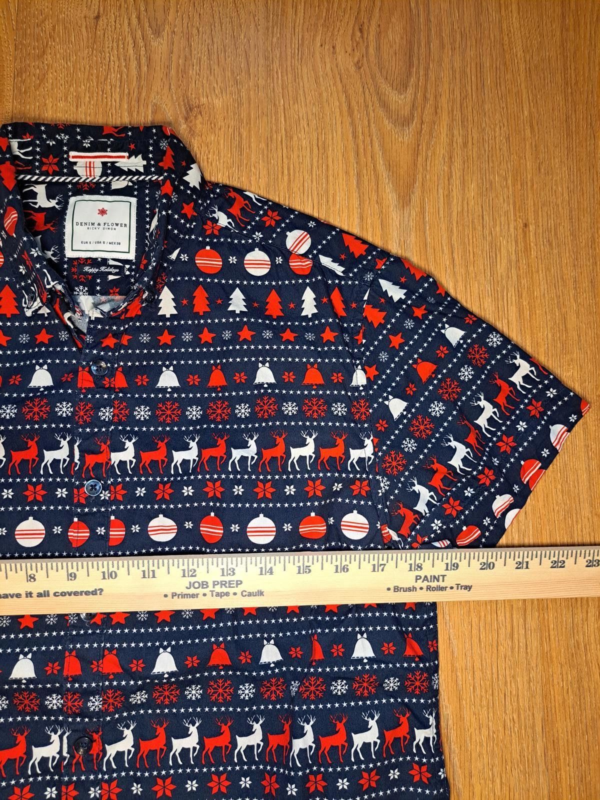 Denim & Flower CHRISTMAS Denim & Flower Button Up Shirt Mens Small Blue Size US S / EU 44-46 / 1 - 5 Thumbnail