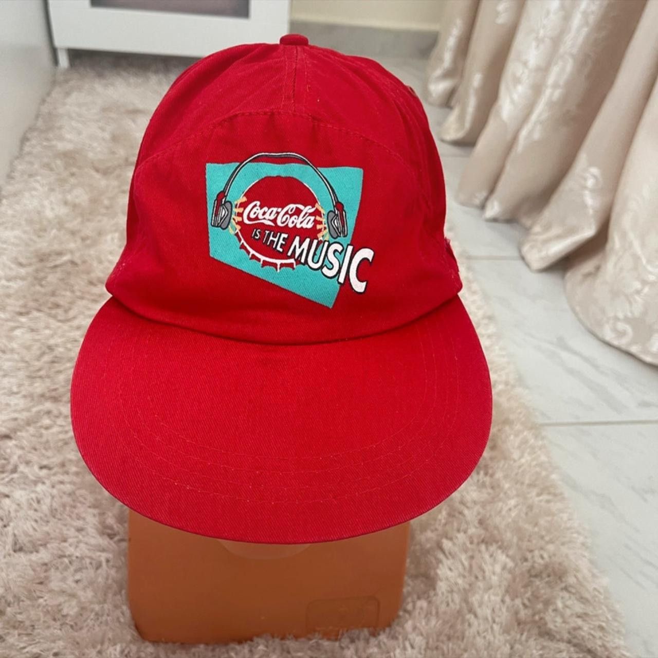 Coca Cola Coca Cola In The Music Vintage Cap Elastic Back Hat 80s 90s Size ONE SIZE - 2 Thumbnail