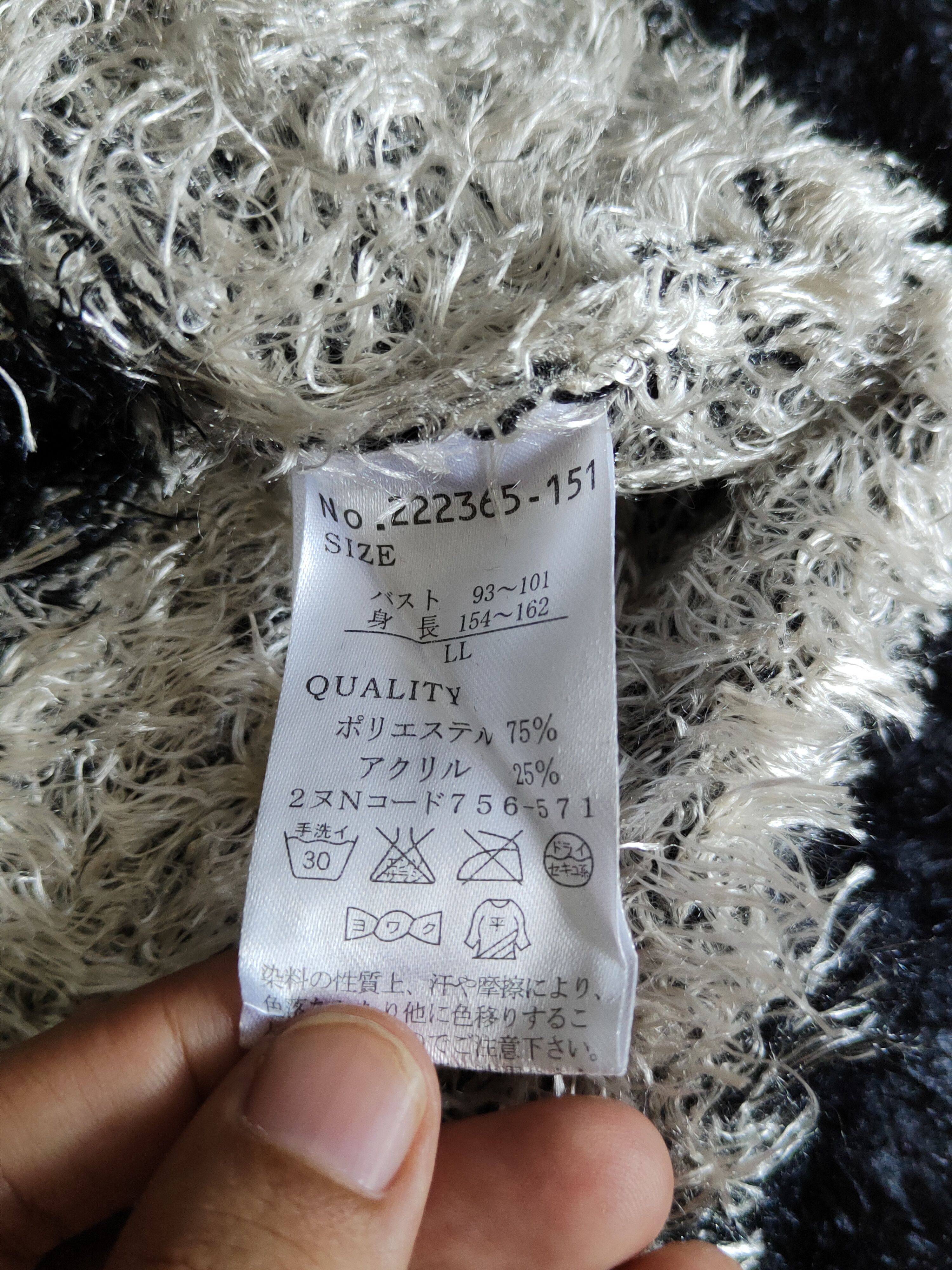 Japanese Brand × Vintage Jocky Gal Black White Shag Shaggy Fur Mohair Knitwear #S1891 Size L / US 10 / IT 46 - 11 Thumbnail