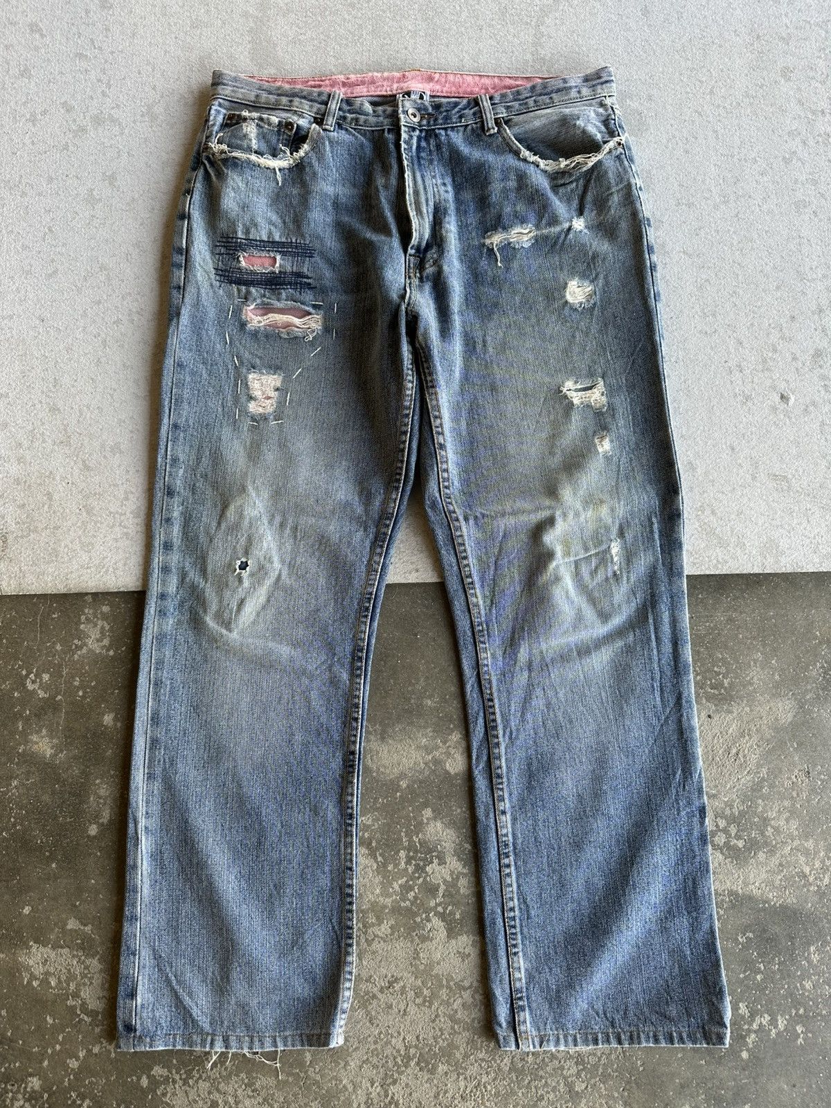 Body Glove SEND OFFER📌Vintage BODY GLOVE Ripped Distressed Denim Pants Size US 35 - 1 Thumbnail
