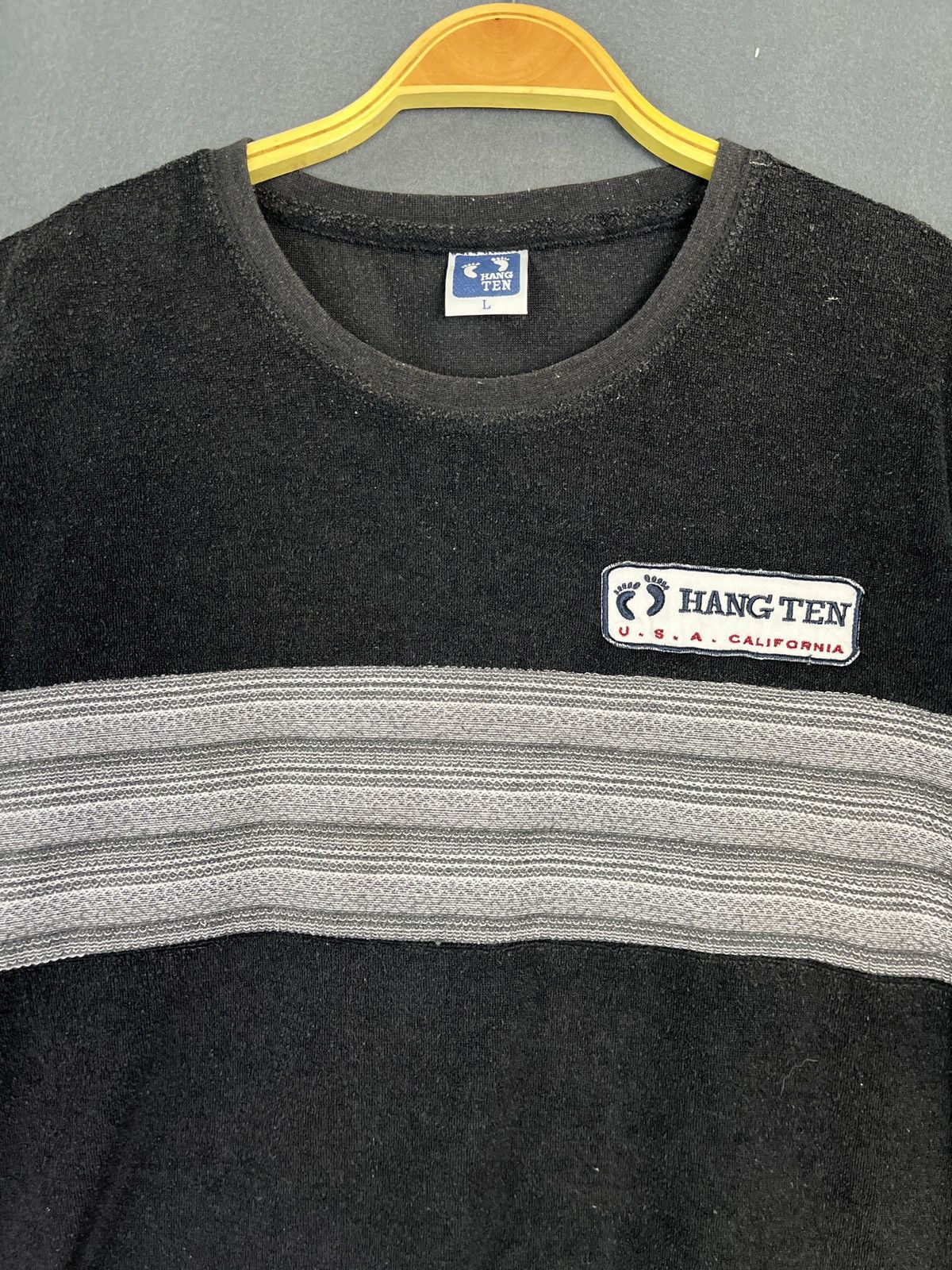 Hang Ten × Vintage Hang Ten Stripes Shoulder Pocket Black Tshirt Large Size US L / EU 52-54 / 3 - 3 Thumbnail