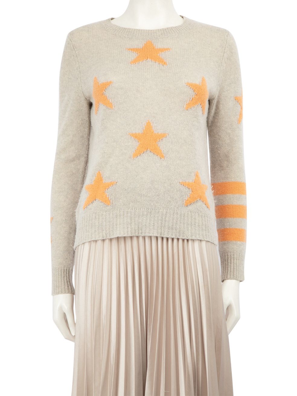 image of 360 Cashmere Grey Cashmere Star Pattern Jumper, Women's (Size Small)