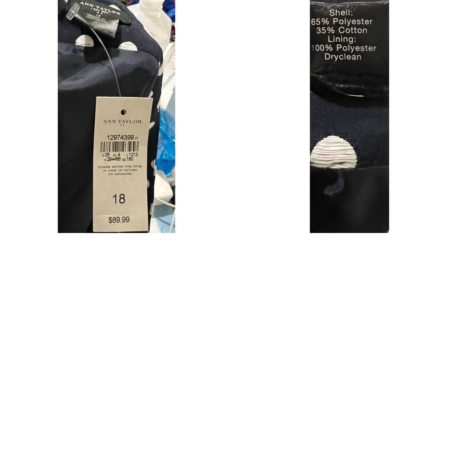 Ann Taylor Ann Taylor Pencil Skirt NWT Size 18 Polka Dot Navy Blue White Lined Cotton Blend Skirt Women Size 40" / US 18 - 8 Thumbnail