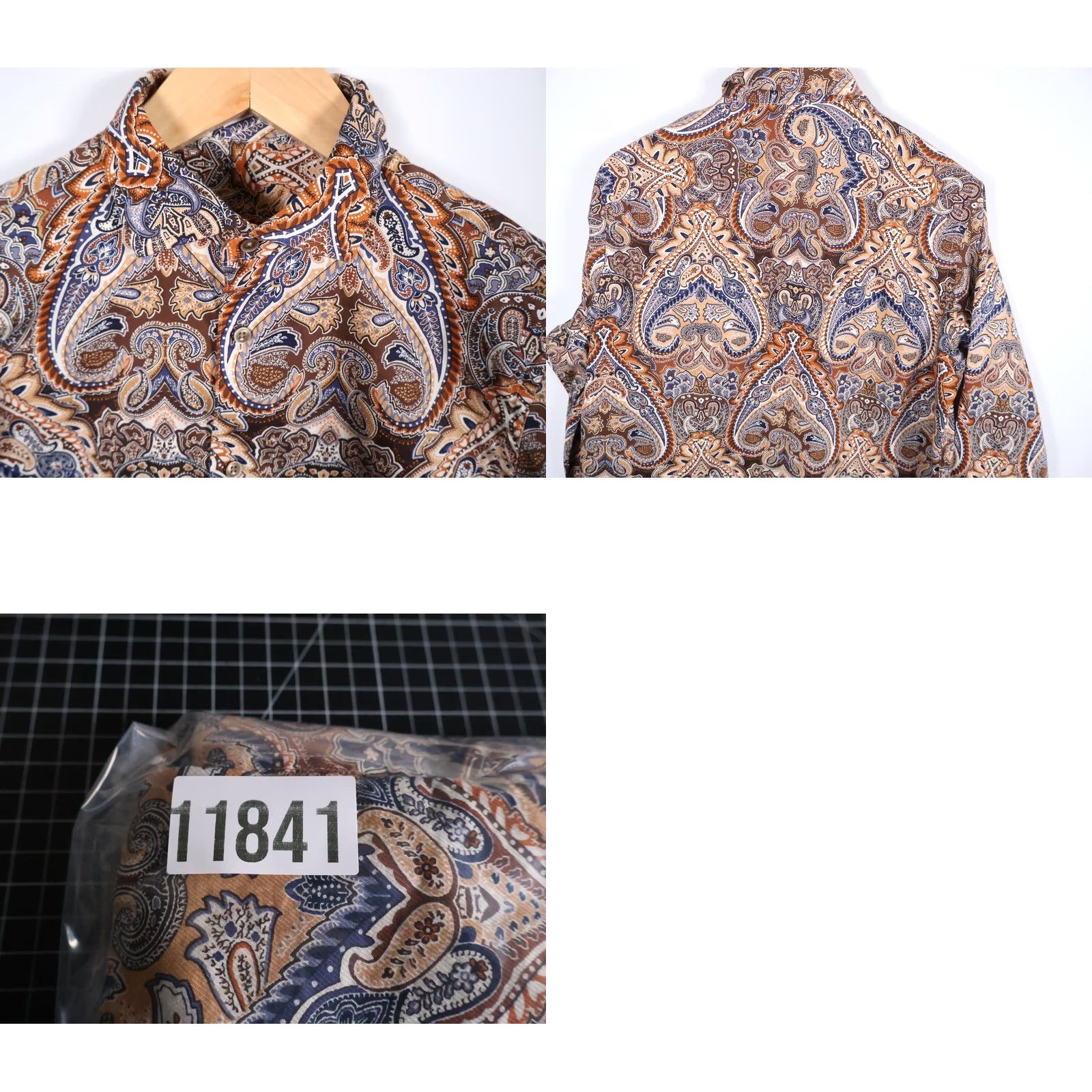 Tasso Elba Tasso Elba Paisley Shirt Men's Large Brown Blue Tapestry Boho Hippie Cotton Size US L / EU 52-54 / 3 - 9 Thumbnail