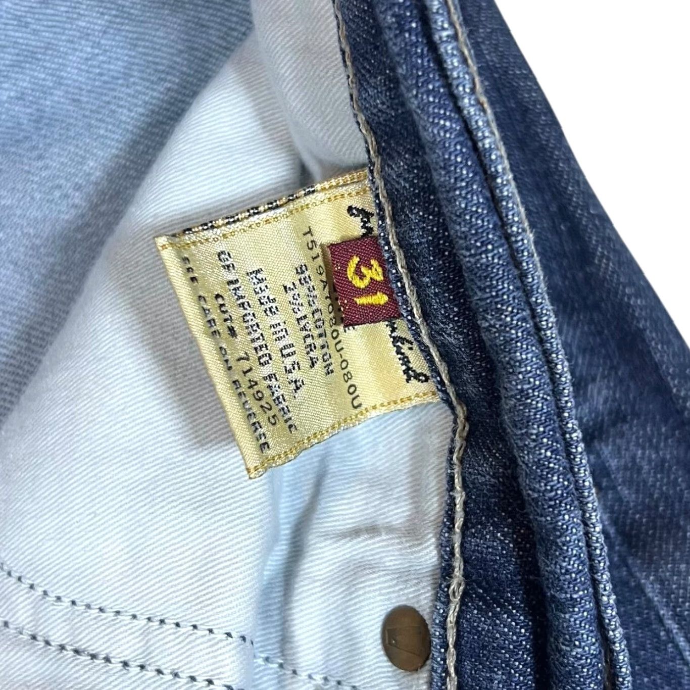 7 For All Mankind 7 FOR ALL MANKIND "Standard" Made In USA Blue Denim Jeans Women 31" Waist 32.5" Inside Leg 32" Leg Width 8" Distressing 90s? Size 31" - 6 Thumbnail