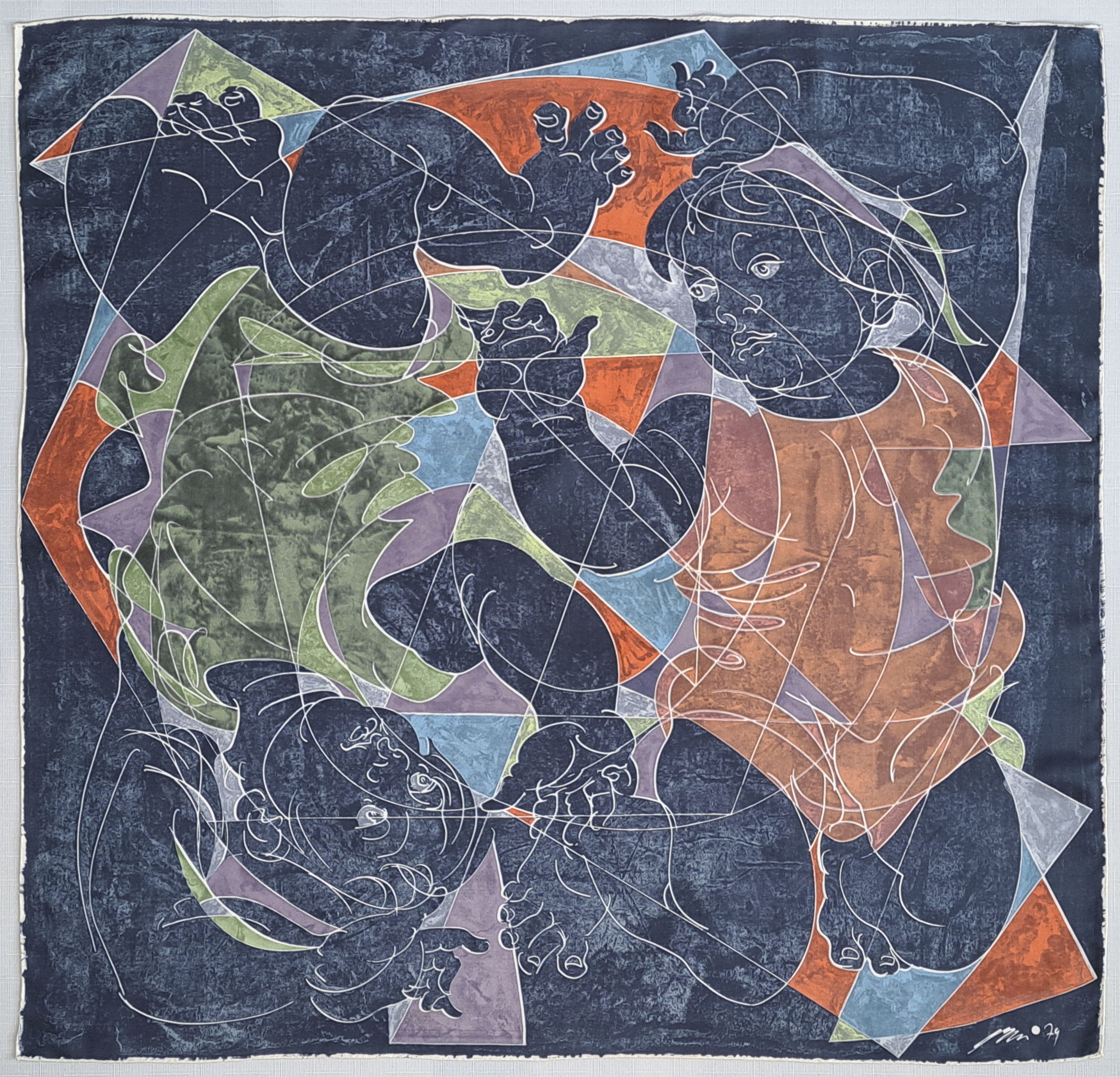 Designer × Vintage HANS ERNI "Children's Dance" 1979 vintage silk scarf. Size ONE SIZE - 1 Thumbnail