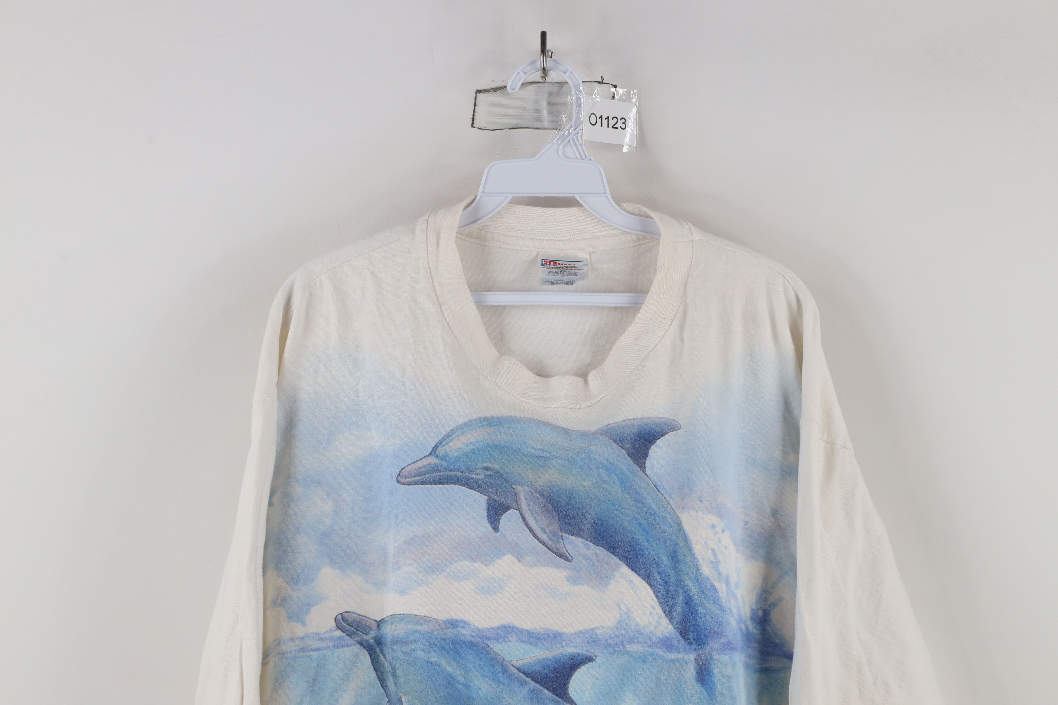 Vintage Vintage 90s Streetwear Over Print Long Sleeve T-Shirt White Size US XL / EU 56 / 4 - 2 Thumbnail