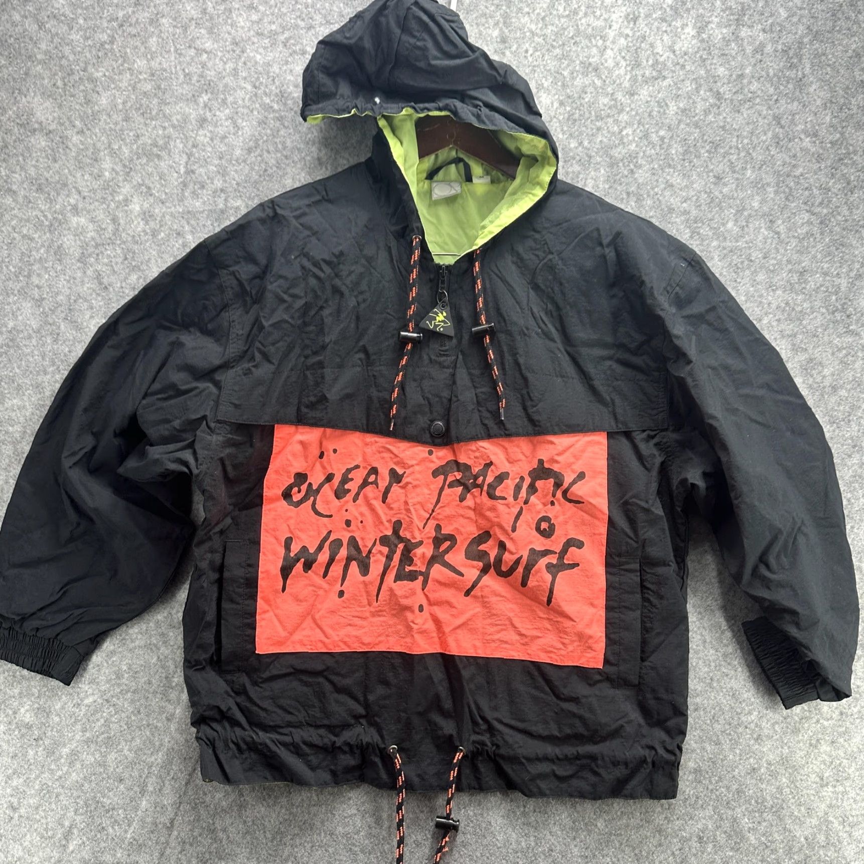 Ocean Pacific VINTAGE Ocean Pacific Jacket Womens M Black Wintersurf Hooded Anorak Surf Size M / US 6-8 / IT 42-44 - 2 Thumbnail