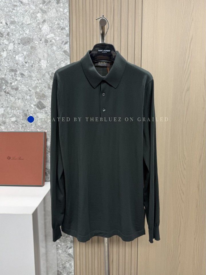 Loro Piana Green Long Sleeve Polo Shirt Size US M / EU 48-50 / 2 - 1 Thumbnail
