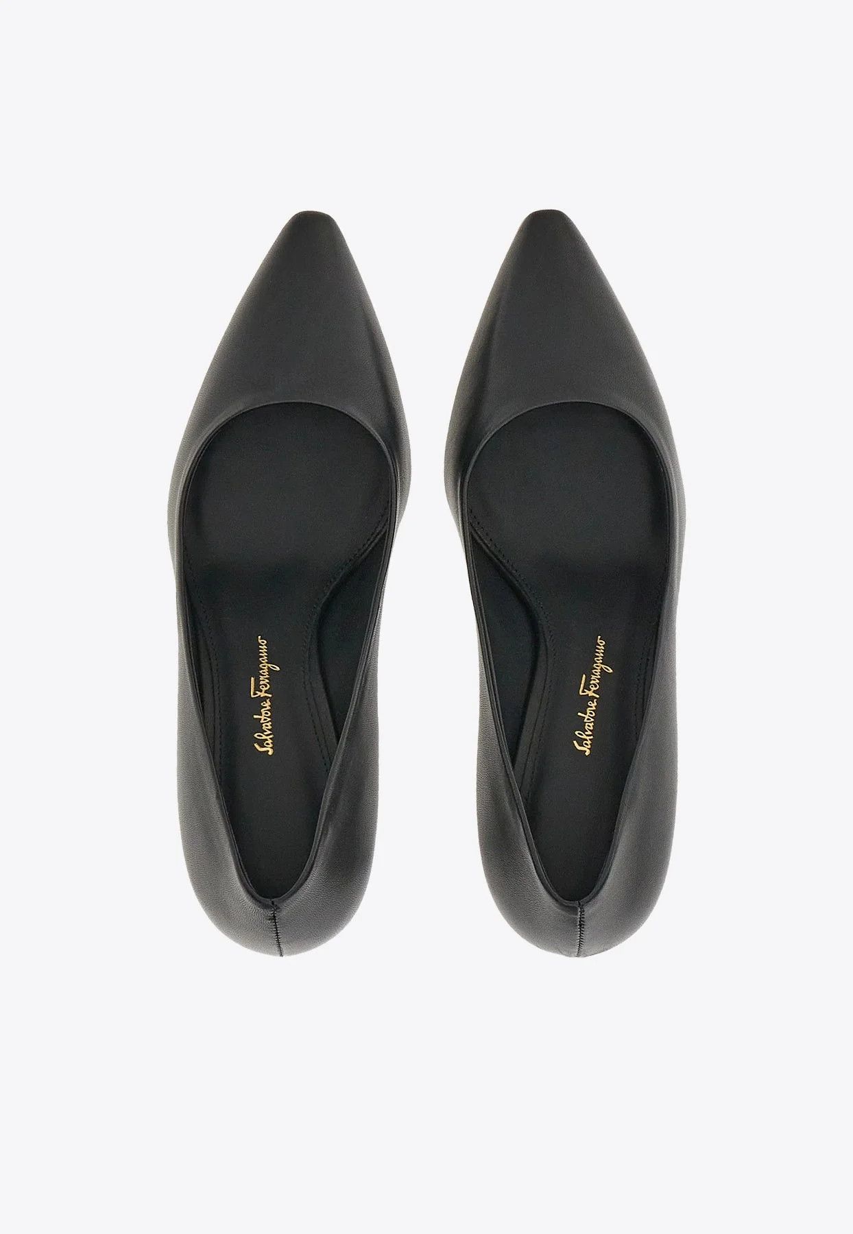 Salvatore Ferragamo o1s1rm0924 Justina 70 Leather Pumps in Black Size US 5.5 / IT 35.5 - 2 Thumbnail